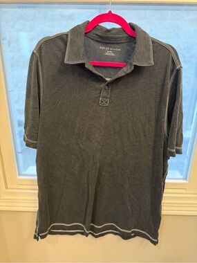 Age of Wisdom Men's Washed Black Polo
